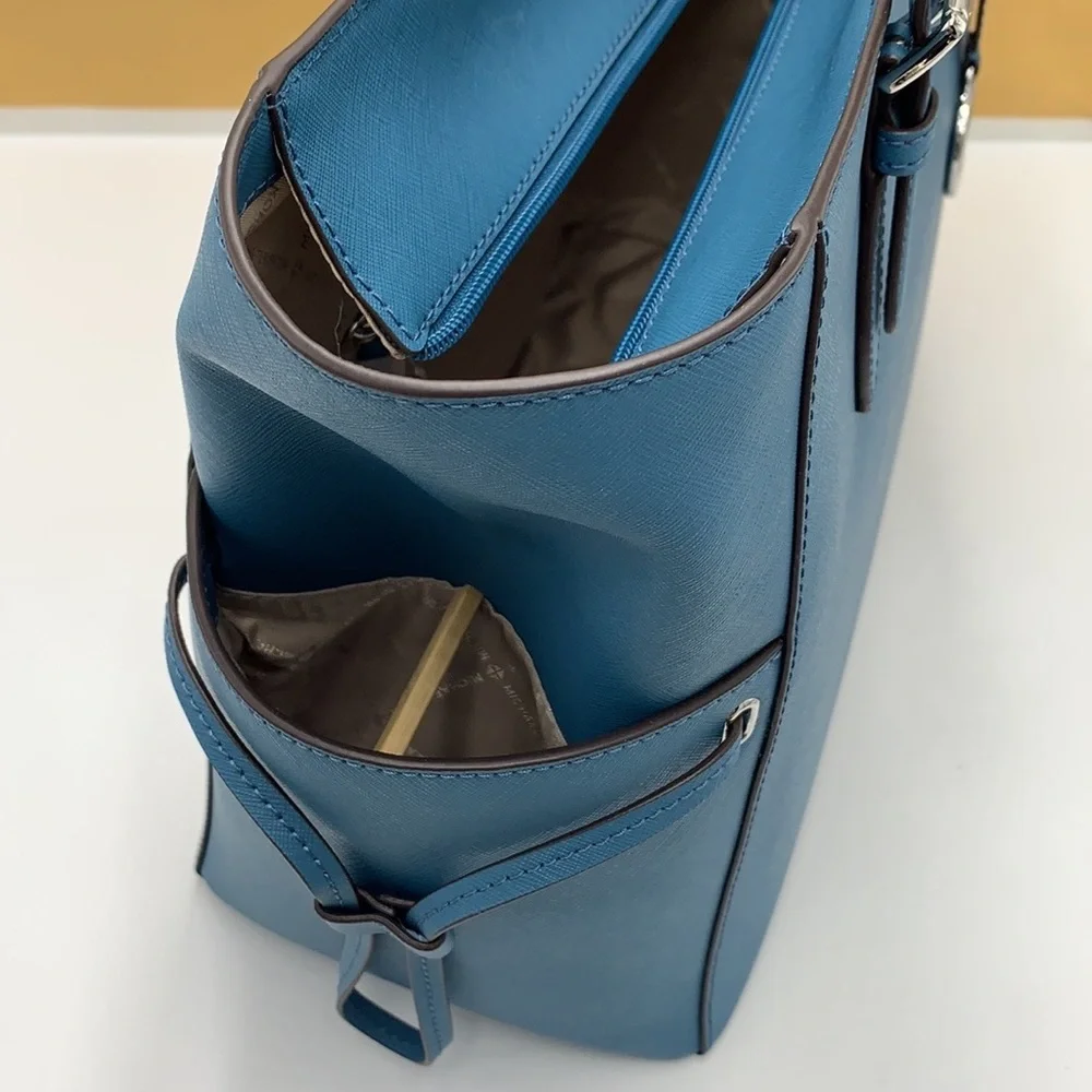 MICHAEL KORS Gilly Large Saffiano Leather Tote Bag TEAL COLOR
